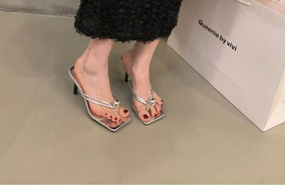 Beaded Kitten Heel Flip-Flops