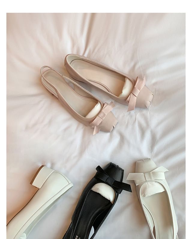 Bow Slingback Chunky Heel Sandals