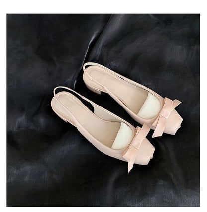 Bow Slingback Chunky Heel Sandals