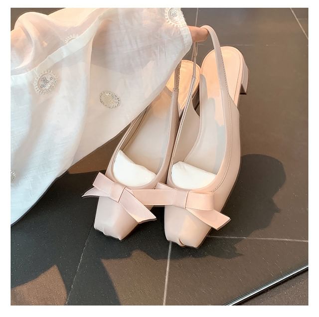 Bow Slingback Chunky Heel Sandals