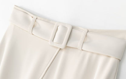 High Rise Plain Ruffled Midi A