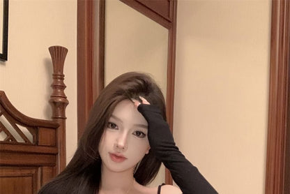 Set: Lace Panel Cami Top + Plain Cardigan