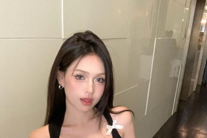 Square Neck Bow Crop Tank Top