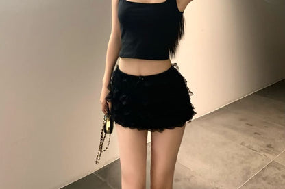 Square Neck Bow Crop Tank Top