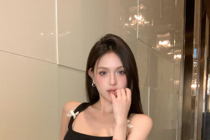 Square Neck Bow Crop Tank Top