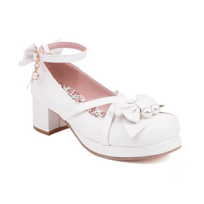 Platform Bow Ankle Strap Mary Jane Pumps
