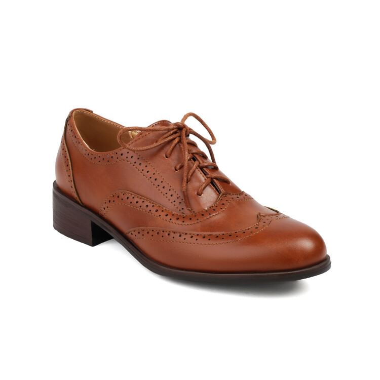 Brogue Lace-Up Oxford Shoes