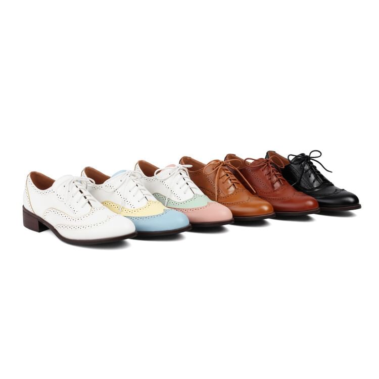 Brogue Lace-Up Oxford Shoes