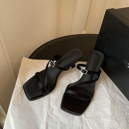 Toe Heel Kitten Square Sandals