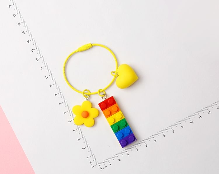 Multicolor Brick Bag Charm / Key Ring