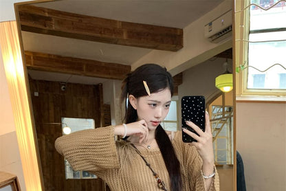 Plain Tassel Detail Cropped Sweater / Cami Top / Mid Rise Distressed Asymmetrical Mini A-Line Skirt / Beaded Waist Chain