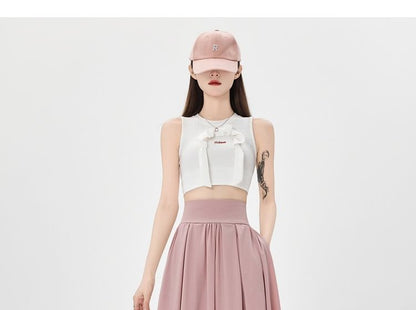 High Rise Plain Midi A-Line Skirt