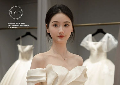 Gown Trained Wedding Shoulder Trumpet Off