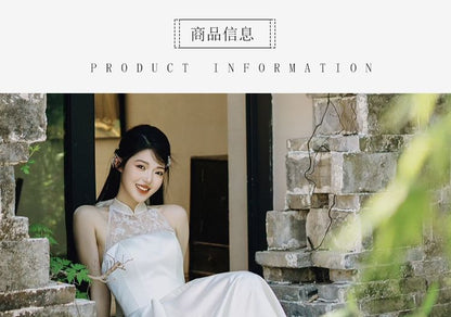 A-Line Lace Gown Sleeveless Wedding