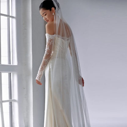 Gown Trained Wedding A-Line Strapless