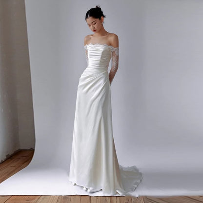 Gown Trained Wedding A-Line Strapless