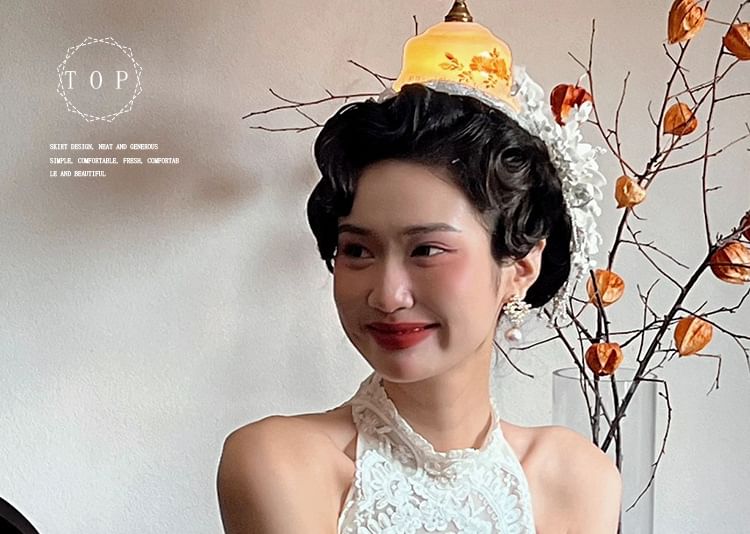 Lace Wedding Gown A-Line Trained Sleeveless