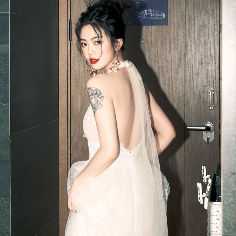 Wedding A-Line Sleeveless Lace Gown