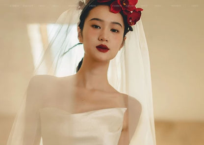 Wedding Gown A-Line Strapless Slit Hem