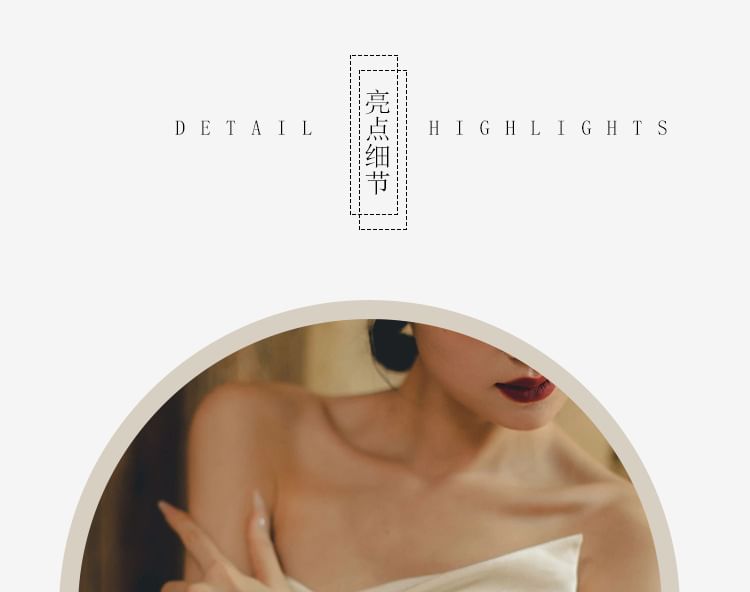 Wedding Gown A-Line Strapless Slit Hem