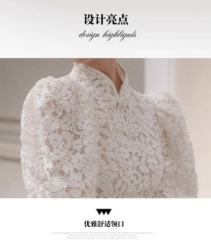 Gown Long-Sleeve Asymmetrical Sheath Evening Lace