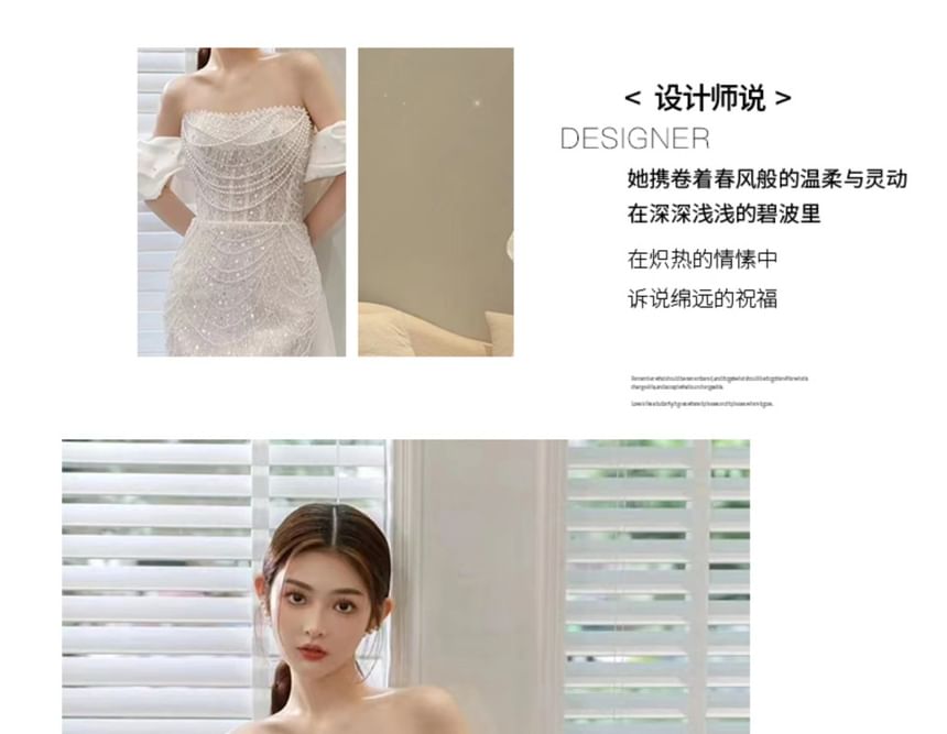 Off A-Line Trained Lace Evening Shoulder Gown