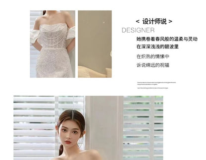 Off A-Line Trained Lace Evening Shoulder Gown