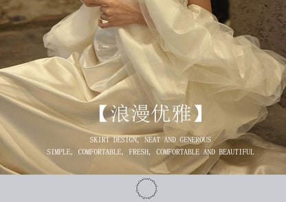 A-Line Trained Halter Neck Gown Evening Lace