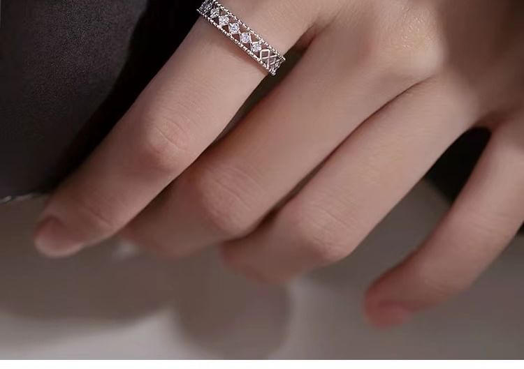 Rhinestone Perforated Ring