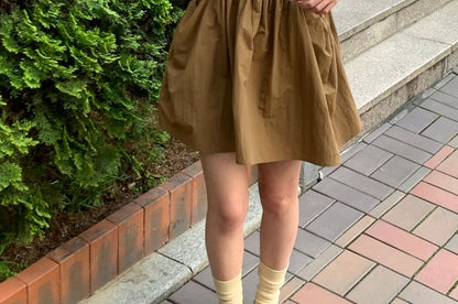 Short-Sleeve Crew Neck Plain Mini A-Line Dress