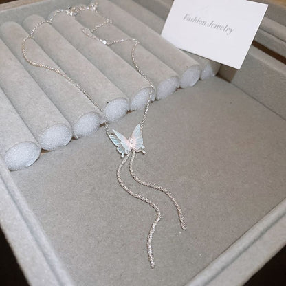 Butterfly Rhinestone Alloy Choker / Dangle Earring