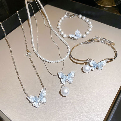 Butterfly Faux Crystal Alloy Bracelet / Necklace (Various Designs)