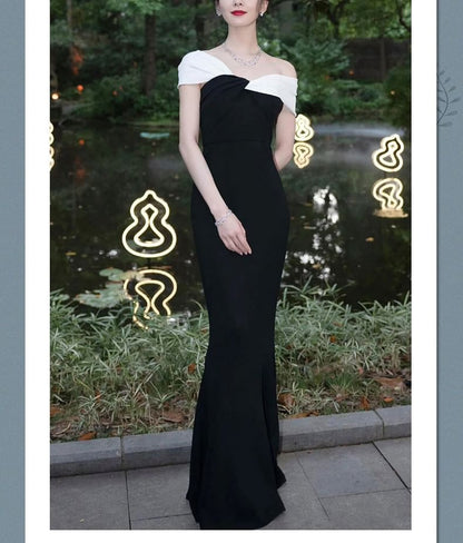 Shoulder Gown Tone Mermaid Evening Two Off