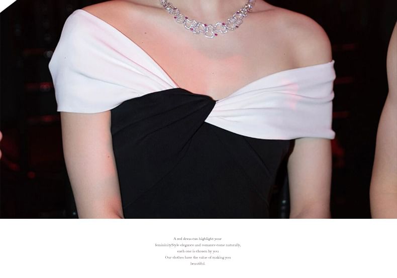 Shoulder Gown Tone Mermaid Evening Two Off