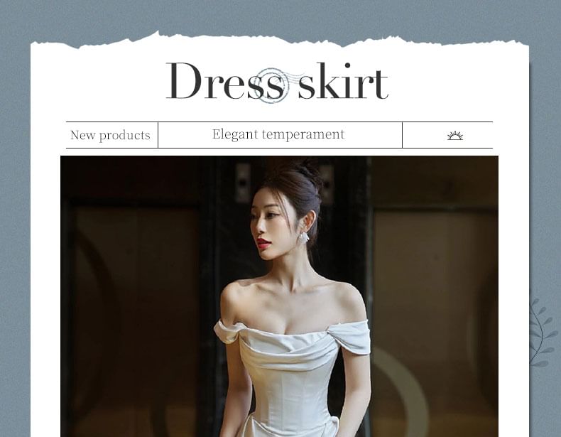 Shoulder Wedding Plain Mermaid Gown Off