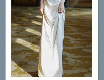 Shoulder Wedding Plain Mermaid Gown Off