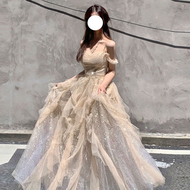 A-Line Evening Gown Rhinestone Plain