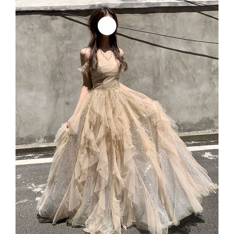 A-Line Evening Gown Rhinestone Plain