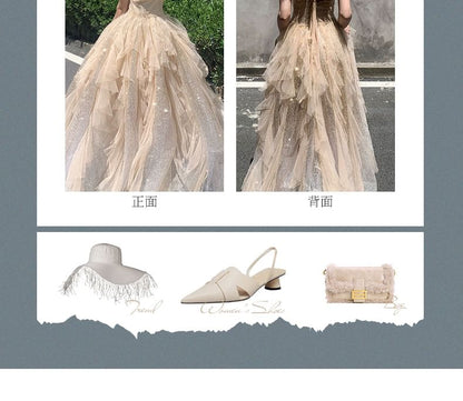 A-Line Evening Gown Rhinestone Plain