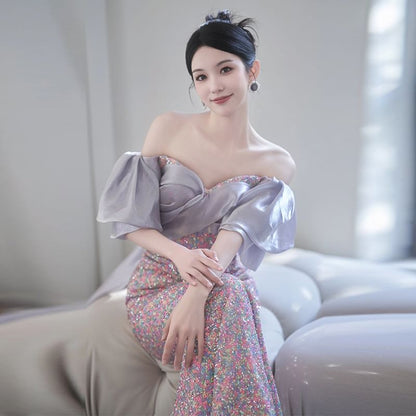 Sequin Gown Mermaid Off-Shoulder Evening