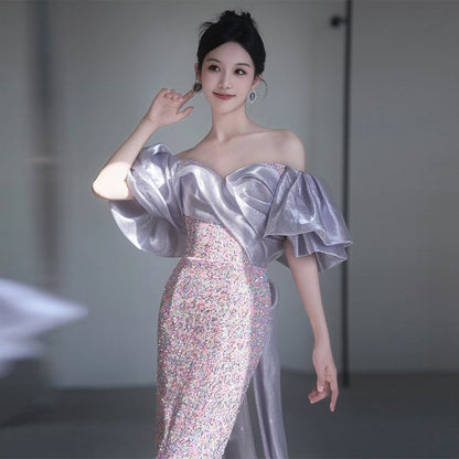 Sequin Gown Mermaid Off-Shoulder Evening
