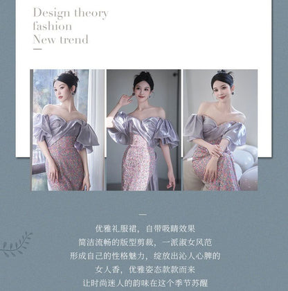 Sequin Gown Mermaid Off-Shoulder Evening