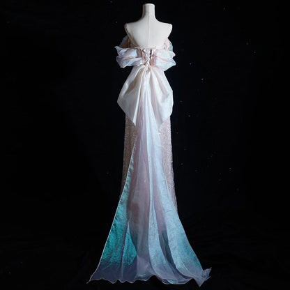 Gown Evening A-Line Off-Shoulder Sequin Beaded