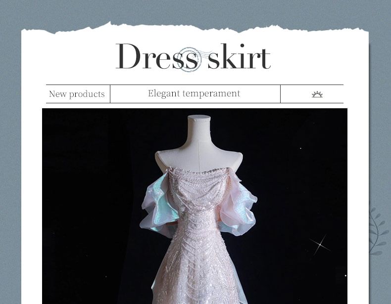 Gown Evening A-Line Off-Shoulder Sequin Beaded