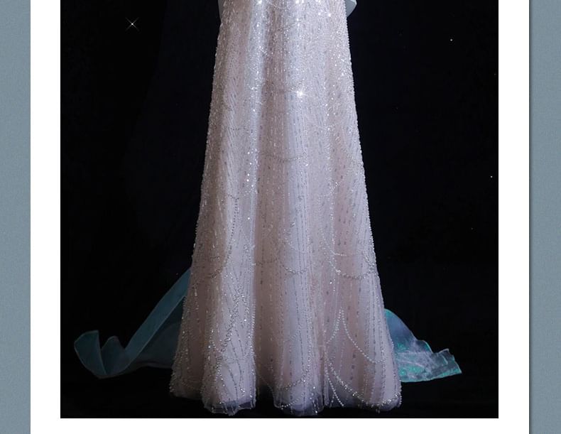 Gown Evening A-Line Off-Shoulder Sequin Beaded