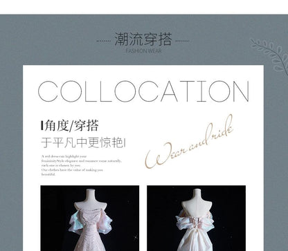 Gown Evening A-Line Off-Shoulder Sequin Beaded