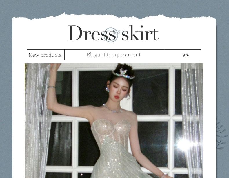 A-Line Gown Sequin Strapless Evening