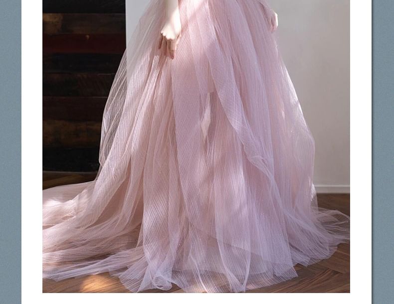 Strapless Gown A-Line Glitter Ball Mesh