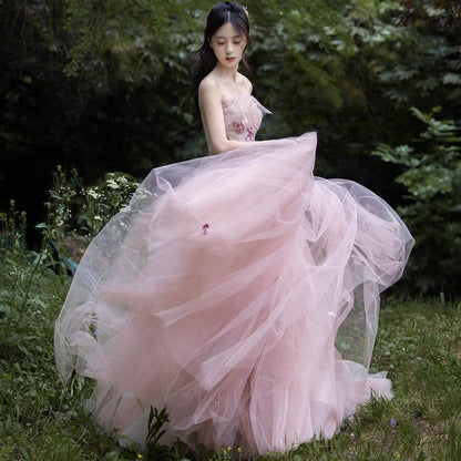 Flower Strapless Detail Gown Ball A-Line