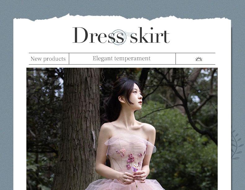 Flower Strapless Detail Gown Ball A-Line